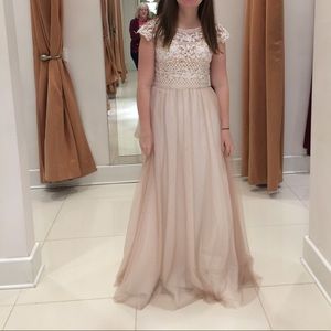 Ivory/blush Floor-length prom/formal dress
